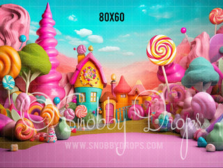 Candy Land Town Fabric Backdrop-Fabric Photography Backdrop-Snobby Drops Fabric Backdrops for Photography, Exclusive Designs by Tara Mapes Photography, Enchanted Eye Creations by Tara Mapes, photography backgrounds, photography backdrops, fast shipping, US backdrops, cheap photography backdrops