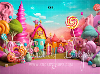 Candy Land Town Fabric Backdrop-Fabric Photography Backdrop-Snobby Drops Fabric Backdrops for Photography, Exclusive Designs by Tara Mapes Photography, Enchanted Eye Creations by Tara Mapes, photography backgrounds, photography backdrops, fast shipping, US backdrops, cheap photography backdrops