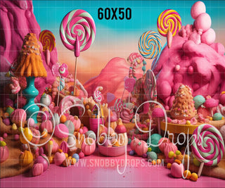 Gum Drop Princess Cottage Candy Land Fabric Backdrop-Fabric Photography Backdrop-Snobby Drops Fabric Backdrops for Photography, Exclusive Designs by Tara Mapes Photography, Enchanted Eye Creations by Tara Mapes, photography backgrounds, photography backdrops, fast shipping, US backdrops, cheap photography backdrops