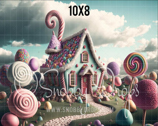 Gingerbread Place Candy Land Fabric Backdrop-Fabric Photography Backdrop-Snobby Drops Fabric Backdrops for Photography, Exclusive Designs by Tara Mapes Photography, Enchanted Eye Creations by Tara Mapes, photography backgrounds, photography backdrops, fast shipping, US backdrops, cheap photography backdrops