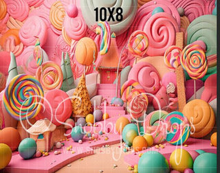 Candy Land Princess Lolly Park Fabric Backdrop-Fabric Photography Backdrop-Snobby Drops Fabric Backdrops for Photography, Exclusive Designs by Tara Mapes Photography, Enchanted Eye Creations by Tara Mapes, photography backgrounds, photography backdrops, fast shipping, US backdrops, cheap photography backdrops