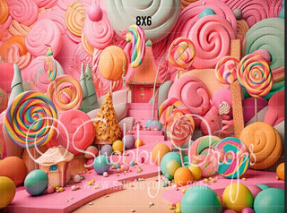 Candy Land Princess Lolly Park Fabric Backdrop-Fabric Photography Backdrop-Snobby Drops Fabric Backdrops for Photography, Exclusive Designs by Tara Mapes Photography, Enchanted Eye Creations by Tara Mapes, photography backgrounds, photography backdrops, fast shipping, US backdrops, cheap photography backdrops