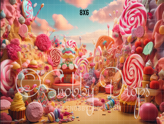 Candy Land Carnival Fabric Backdrop-Fabric Photography Backdrop-Snobby Drops Fabric Backdrops for Photography, Exclusive Designs by Tara Mapes Photography, Enchanted Eye Creations by Tara Mapes, photography backgrounds, photography backdrops, fast shipping, US backdrops, cheap photography backdrops