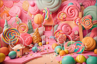 Candy Land Princess Lolly Park Fabric Backdrop-Fabric Photography Backdrop-Snobby Drops Fabric Backdrops for Photography, Exclusive Designs by Tara Mapes Photography, Enchanted Eye Creations by Tara Mapes, photography backgrounds, photography backdrops, fast shipping, US backdrops, cheap photography backdrops