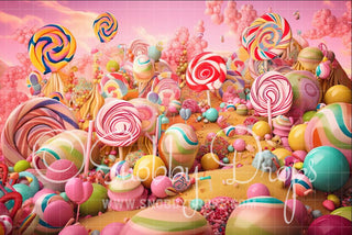 Candy Land Mountain Fabric Backdrop-Fabric Photography Backdrop-Snobby Drops Fabric Backdrops for Photography, Exclusive Designs by Tara Mapes Photography, Enchanted Eye Creations by Tara Mapes, photography backgrounds, photography backdrops, fast shipping, US backdrops, cheap photography backdrops