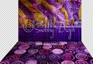 Candy Shelf Candy Factory Fabric Backdrop-Fabric Photography Backdrop-Snobby Drops Fabric Backdrops for Photography, Exclusive Designs by Tara Mapes Photography, Enchanted Eye Creations by Tara Mapes, photography backgrounds, photography backdrops, fast shipping, US backdrops, cheap photography backdrops