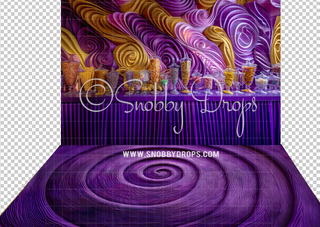 Candy Shelf Candy Factory Fabric Backdrop-Fabric Photography Backdrop-Snobby Drops Fabric Backdrops for Photography, Exclusive Designs by Tara Mapes Photography, Enchanted Eye Creations by Tara Mapes, photography backgrounds, photography backdrops, fast shipping, US backdrops, cheap photography backdrops