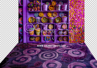 Candy Shelves Candy Factory Fabric Backdrop-Fabric Photography Backdrop-Snobby Drops Fabric Backdrops for Photography, Exclusive Designs by Tara Mapes Photography, Enchanted Eye Creations by Tara Mapes, photography backgrounds, photography backdrops, fast shipping, US backdrops, cheap photography backdrops