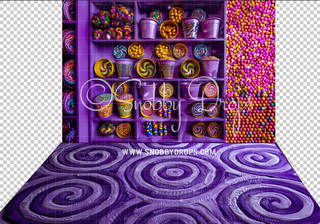 Candy Shelves Candy Factory Fabric Backdrop-Fabric Photography Backdrop-Snobby Drops Fabric Backdrops for Photography, Exclusive Designs by Tara Mapes Photography, Enchanted Eye Creations by Tara Mapes, photography backgrounds, photography backdrops, fast shipping, US backdrops, cheap photography backdrops