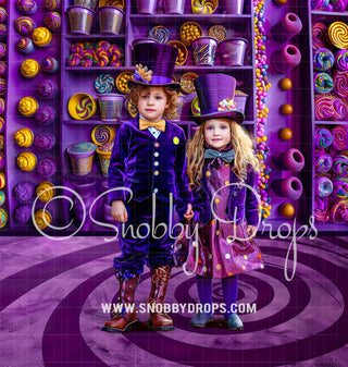 Candy Shelves Candy Factory Fabric Backdrop-Fabric Photography Backdrop-Snobby Drops Fabric Backdrops for Photography, Exclusive Designs by Tara Mapes Photography, Enchanted Eye Creations by Tara Mapes, photography backgrounds, photography backdrops, fast shipping, US backdrops, cheap photography backdrops