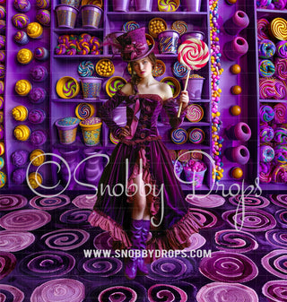 Candy Shelves Candy Factory Fabric Backdrop-Fabric Photography Backdrop-Snobby Drops Fabric Backdrops for Photography, Exclusive Designs by Tara Mapes Photography, Enchanted Eye Creations by Tara Mapes, photography backgrounds, photography backdrops, fast shipping, US backdrops, cheap photography backdrops