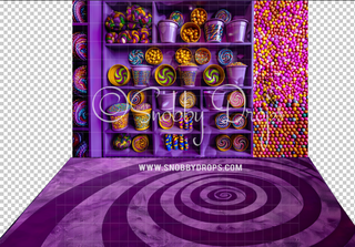 Candy Shelves Candy Factory Fabric Backdrop-Fabric Photography Backdrop-Snobby Drops Fabric Backdrops for Photography, Exclusive Designs by Tara Mapes Photography, Enchanted Eye Creations by Tara Mapes, photography backgrounds, photography backdrops, fast shipping, US backdrops, cheap photography backdrops