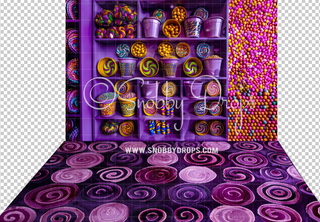 Candy Shelves Candy Factory Fabric Backdrop-Fabric Photography Backdrop-Snobby Drops Fabric Backdrops for Photography, Exclusive Designs by Tara Mapes Photography, Enchanted Eye Creations by Tara Mapes, photography backgrounds, photography backdrops, fast shipping, US backdrops, cheap photography backdrops