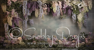 Cascading Lilac and Ivory Flowers Wisteria Fabric Backdrop-Fabric Photography Backdrop-Snobby Drops Fabric Backdrops for Photography, Exclusive Designs by Tara Mapes Photography, Enchanted Eye Creations by Tara Mapes, photography backgrounds, photography backdrops, fast shipping, US backdrops, cheap photography backdrops