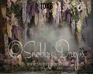 Cascading Lilac and Ivory Flowers Wisteria Fine Art Floral Fabric Backdrop-Fabric Photography Backdrop-Snobby Drops Fabric Backdrops for Photography, Exclusive Designs by Tara Mapes Photography, Enchanted Eye Creations by Tara Mapes, photography backgrounds, photography backdrops, fast shipping, US backdrops, cheap photography backdrops