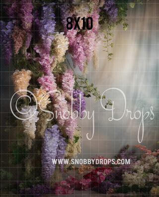 Cascading Wisteria Flowers Spring's Song Fabric Backdrop Sweep-Fabric Photography Sweep-Snobby Drops Fabric Backdrops for Photography, Exclusive Designs by Tara Mapes Photography, Enchanted Eye Creations by Tara Mapes, photography backgrounds, photography backdrops, fast shipping, US backdrops, cheap photography backdrops