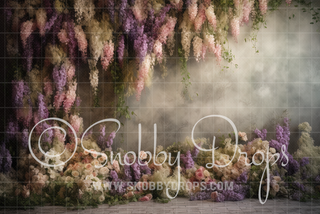 Cascading Wisteria Pastels Flowers Fine Art Floral Fabric Backdrop-Fabric Photography Backdrop-Snobby Drops Fabric Backdrops for Photography, Exclusive Designs by Tara Mapes Photography, Enchanted Eye Creations by Tara Mapes, photography backgrounds, photography backdrops, fast shipping, US backdrops, cheap photography backdrops