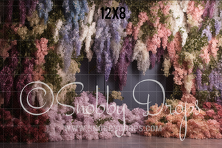 Cascading Wisteria Purple Peach and Ivory Flowers Fabric Backdrop-Fabric Photography Backdrop-Snobby Drops Fabric Backdrops for Photography, Exclusive Designs by Tara Mapes Photography, Enchanted Eye Creations by Tara Mapes, photography backgrounds, photography backdrops, fast shipping, US backdrops, cheap photography backdrops