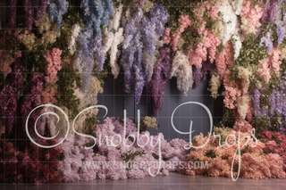 Cascading Wisteria Purple Peach and Ivory Flowers Fine Art Floral Fabric Backdrop-Fabric Photography Backdrop-Snobby Drops Fabric Backdrops for Photography, Exclusive Designs by Tara Mapes Photography, Enchanted Eye Creations by Tara Mapes, photography backgrounds, photography backdrops, fast shipping, US backdrops, cheap photography backdrops