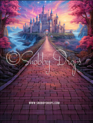 Castle Path Fabric Backdrop Sweep-Fabric Photography Sweep-Snobby Drops Fabric Backdrops for Photography, Exclusive Designs by Tara Mapes Photography, Enchanted Eye Creations by Tara Mapes, photography backgrounds, photography backdrops, fast shipping, US backdrops, cheap photography backdrops