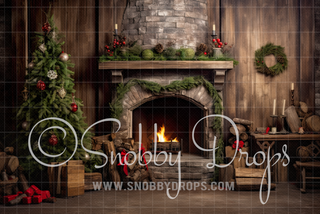 Charming Fireplace Fabric Backdrop-Fabric Photography Backdrop-Snobby Drops Fabric Backdrops for Photography, Exclusive Designs by Tara Mapes Photography, Enchanted Eye Creations by Tara Mapes, photography backgrounds, photography backdrops, fast shipping, US backdrops, cheap photography backdrops