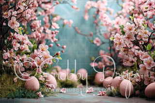 Cherry Blossom Easter Fabric Backdrop-Fabric Photography Backdrop-Snobby Drops Fabric Backdrops for Photography, Exclusive Designs by Tara Mapes Photography, Enchanted Eye Creations by Tara Mapes, photography backgrounds, photography backdrops, fast shipping, US backdrops, cheap photography backdrops