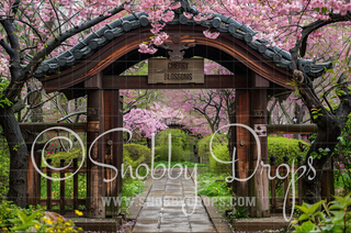 Cherry Blossom Garden Fabric Backdrop-Fabric Photography Backdrop-Snobby Drops Fabric Backdrops for Photography, Exclusive Designs by Tara Mapes Photography, Enchanted Eye Creations by Tara Mapes, photography backgrounds, photography backdrops, fast shipping, US backdrops, cheap photography backdrops