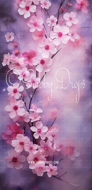 Cherry Blossoms Painterly Floral Fabric Backdrop Sweep-Fabric Photography Sweep-Snobby Drops Fabric Backdrops for Photography, Exclusive Designs by Tara Mapes Photography, Enchanted Eye Creations by Tara Mapes, photography backgrounds, photography backdrops, fast shipping, US backdrops, cheap photography backdrops
