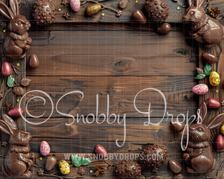 Chocolate Bunnies Fabric Wee Drop-Fabric Photography Backdrop-Snobby Drops Fabric Backdrops for Photography, Exclusive Designs by Tara Mapes Photography, Enchanted Eye Creations by Tara Mapes, photography backgrounds, photography backdrops, fast shipping, US backdrops, cheap photography backdrops