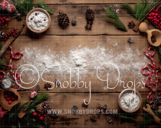Christmas Baking Fabric Wee Drop-Fabric Photography Backdrop-Snobby Drops Fabric Backdrops for Photography, Exclusive Designs by Tara Mapes Photography, Enchanted Eye Creations by Tara Mapes, photography backgrounds, photography backdrops, fast shipping, US backdrops, cheap photography backdrops