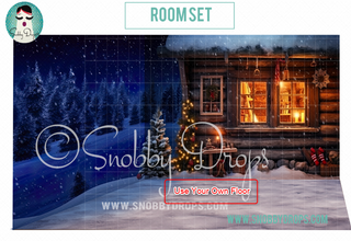 Christmas Cabin 2-Piece Fabric Room Set-Photography Backdrop 2P Room Set-Snobby Drops Fabric Backdrops for Photography, Exclusive Designs by Tara Mapes Photography, Enchanted Eye Creations by Tara Mapes, photography backgrounds, photography backdrops, fast shipping, US backdrops, cheap photography backdrops