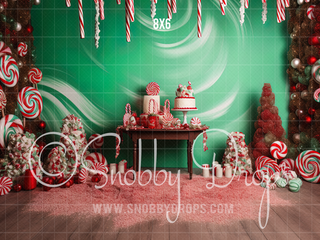 Candy Canes Christmas Candies and Sweet Treats Fabric Backdrop-Fabric Photography Backdrop-Snobby Drops Fabric Backdrops for Photography, Exclusive Designs by Tara Mapes Photography, Enchanted Eye Creations by Tara Mapes, photography backgrounds, photography backdrops, fast shipping, US backdrops, cheap photography backdrops