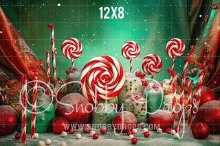 Peppermint Christmas Candies and Sweet Treats Fabric Backdrop-Fabric Photography Backdrop-Snobby Drops Fabric Backdrops for Photography, Exclusive Designs by Tara Mapes Photography, Enchanted Eye Creations by Tara Mapes, photography backgrounds, photography backdrops, fast shipping, US backdrops, cheap photography backdrops