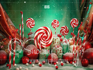 Peppermint Christmas Candies and Sweet Treats Fabric Backdrop-Fabric Photography Backdrop-Snobby Drops Fabric Backdrops for Photography, Exclusive Designs by Tara Mapes Photography, Enchanted Eye Creations by Tara Mapes, photography backgrounds, photography backdrops, fast shipping, US backdrops, cheap photography backdrops