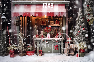 Snowy Christmas Cart Fabric Backdrop-Fabric Photography Backdrop-Snobby Drops Fabric Backdrops for Photography, Exclusive Designs by Tara Mapes Photography, Enchanted Eye Creations by Tara Mapes, photography backgrounds, photography backdrops, fast shipping, US backdrops, cheap photography backdrops