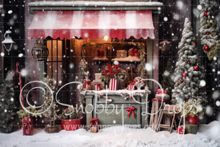 Snowy Christmas Cart Fabric Backdrop-Fabric Photography Backdrop-Snobby Drops Fabric Backdrops for Photography, Exclusive Designs by Tara Mapes Photography, Enchanted Eye Creations by Tara Mapes, photography backgrounds, photography backdrops, fast shipping, US backdrops, cheap photography backdrops