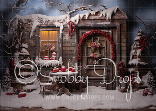 Secret Christmas Cocoa Cabin Fabric Backdrop-Fabric Photography Backdrop-Snobby Drops Fabric Backdrops for Photography, Exclusive Designs by Tara Mapes Photography, Enchanted Eye Creations by Tara Mapes, photography backgrounds, photography backdrops, fast shipping, US backdrops, cheap photography backdrops