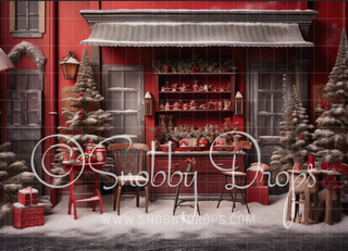 Christmas Cocoa Cafe Fabric Backdrop-Fabric Photography Backdrop-Snobby Drops Fabric Backdrops for Photography, Exclusive Designs by Tara Mapes Photography, Enchanted Eye Creations by Tara Mapes, photography backgrounds, photography backdrops, fast shipping, US backdrops, cheap photography backdrops