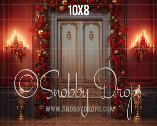 Victorian Christmas Door Fabric Backdrop-Fabric Photography Backdrop-Snobby Drops Fabric Backdrops for Photography, Exclusive Designs by Tara Mapes Photography, Enchanted Eye Creations by Tara Mapes, photography backgrounds, photography backdrops, fast shipping, US backdrops, cheap photography backdrops