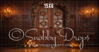 Christmas Gingerbread Door Fabric Backdrop-Fabric Photography Backdrop-Snobby Drops Fabric Backdrops for Photography, Exclusive Designs by Tara Mapes Photography, Enchanted Eye Creations by Tara Mapes, photography backgrounds, photography backdrops, fast shipping, US backdrops, cheap photography backdrops