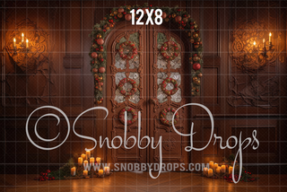 Christmas Gingerbread Door Fabric Backdrop-Fabric Photography Backdrop-Snobby Drops Fabric Backdrops for Photography, Exclusive Designs by Tara Mapes Photography, Enchanted Eye Creations by Tara Mapes, photography backgrounds, photography backdrops, fast shipping, US backdrops, cheap photography backdrops