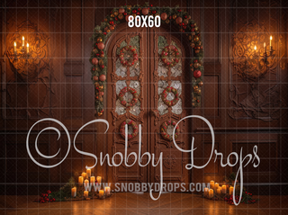 Christmas Gingerbread Door Fabric Backdrop-Fabric Photography Backdrop-Snobby Drops Fabric Backdrops for Photography, Exclusive Designs by Tara Mapes Photography, Enchanted Eye Creations by Tara Mapes, photography backgrounds, photography backdrops, fast shipping, US backdrops, cheap photography backdrops