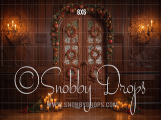 Christmas Gingerbread Door Fabric Backdrop-Fabric Photography Backdrop-Snobby Drops Fabric Backdrops for Photography, Exclusive Designs by Tara Mapes Photography, Enchanted Eye Creations by Tara Mapes, photography backgrounds, photography backdrops, fast shipping, US backdrops, cheap photography backdrops