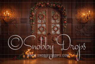 Christmas Gingerbread Door Fabric Backdrop-Fabric Photography Backdrop-Snobby Drops Fabric Backdrops for Photography, Exclusive Designs by Tara Mapes Photography, Enchanted Eye Creations by Tara Mapes, photography backgrounds, photography backdrops, fast shipping, US backdrops, cheap photography backdrops