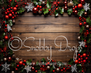 Christmas Holly Fabric Wee Drop-Fabric Photography Backdrop-Snobby Drops Fabric Backdrops for Photography, Exclusive Designs by Tara Mapes Photography, Enchanted Eye Creations by Tara Mapes, photography backgrounds, photography backdrops, fast shipping, US backdrops, cheap photography backdrops