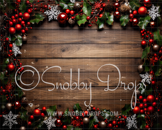 Christmas Holly Rubber Backed Floor Drop-Floor-Snobby Drops Fabric Backdrops for Photography, Exclusive Designs by Tara Mapes Photography, Enchanted Eye Creations by Tara Mapes, photography backgrounds, photography backdrops, fast shipping, US backdrops, cheap photography backdrops