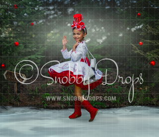 Christmas Ice Skating Pond Photography Backdrop-Fabric Photography Backdrop-Snobby Drops Fabric Backdrops for Photography, Exclusive Designs by Tara Mapes Photography, Enchanted Eye Creations by Tara Mapes, photography backgrounds, photography backdrops, fast shipping, US backdrops, cheap photography backdrops