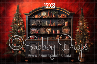 Christmas Kitchen Cabinet Fabric Backdrop-Fabric Photography Backdrop-Snobby Drops Fabric Backdrops for Photography, Exclusive Designs by Tara Mapes Photography, Enchanted Eye Creations by Tara Mapes, photography backgrounds, photography backdrops, fast shipping, US backdrops, cheap photography backdrops