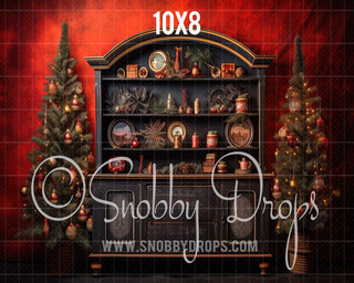 Christmas Kitchen Cabinet Fabric Backdrop-Fabric Photography Backdrop-Snobby Drops Fabric Backdrops for Photography, Exclusive Designs by Tara Mapes Photography, Enchanted Eye Creations by Tara Mapes, photography backgrounds, photography backdrops, fast shipping, US backdrops, cheap photography backdrops