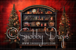 Christmas Kitchen Cabinet Fabric Backdrop-Fabric Photography Backdrop-Snobby Drops Fabric Backdrops for Photography, Exclusive Designs by Tara Mapes Photography, Enchanted Eye Creations by Tara Mapes, photography backgrounds, photography backdrops, fast shipping, US backdrops, cheap photography backdrops